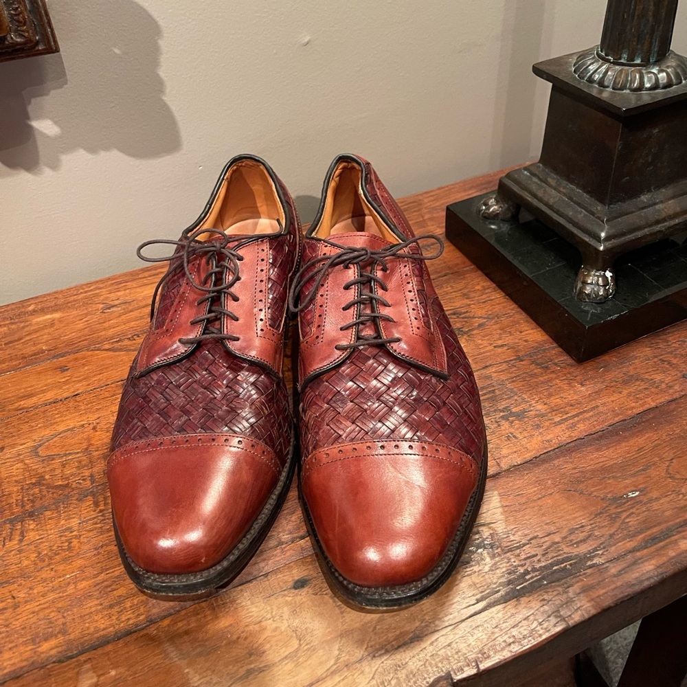 Allen Edmonds Crandon Men’s Size 11 EEE Brown Woven Cap Toe Derby Dress Shoe